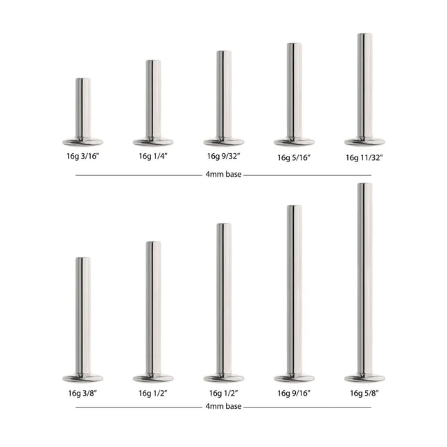 Invictus Titanium Threadless High Polish Mirror Finish 4mm Dome Labret Base