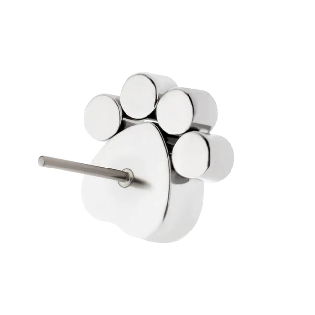 Invictus Titanium Threadless Bezel Heart & Round CZ Paw Top