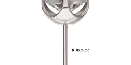 Invictus Titanium Threadless Flat Base Low Profile 4 Prong Round Gem Top