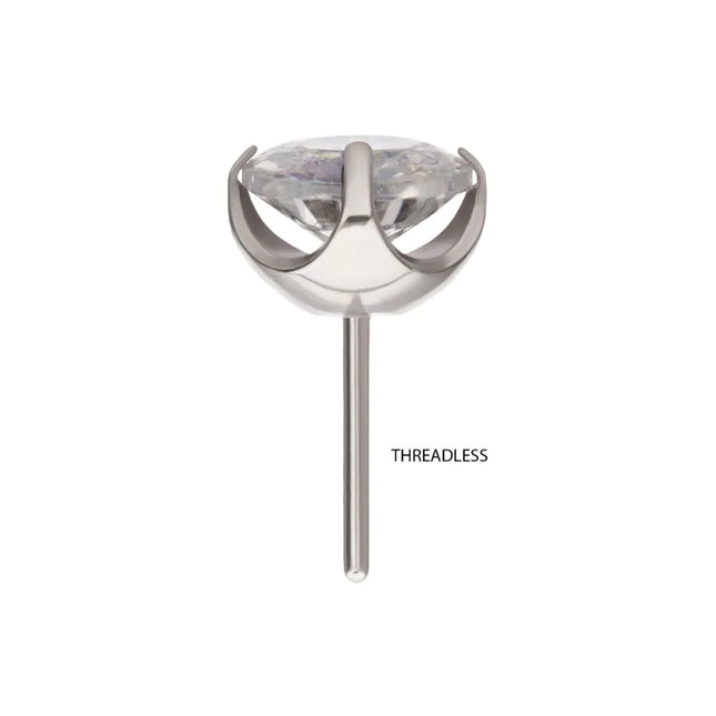 Invictus Titanium Threadless Flat Base Low Profile 4 Prong Round Gem Top