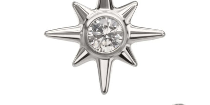 Invictus Titanium Threadless North Star Top with Bezel CZ Gem