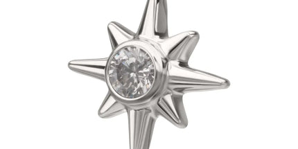 Invictus Titanium Threadless North Star Top with Bezel CZ Gem