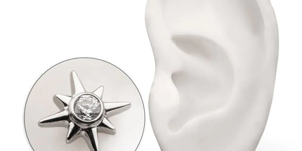 Invictus Titanium Threadless North Star Top with Bezel CZ Gem